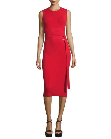 michael kors red knit dress|Michael Kors sheath dress.